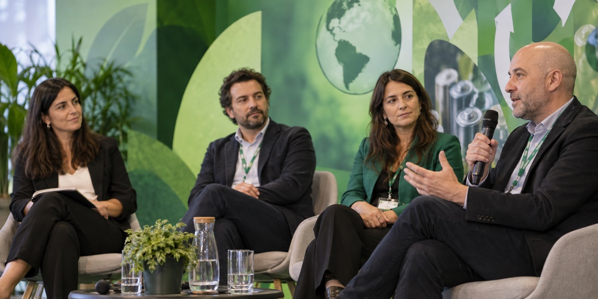 Panel de especialistas conversando sobre economía circular