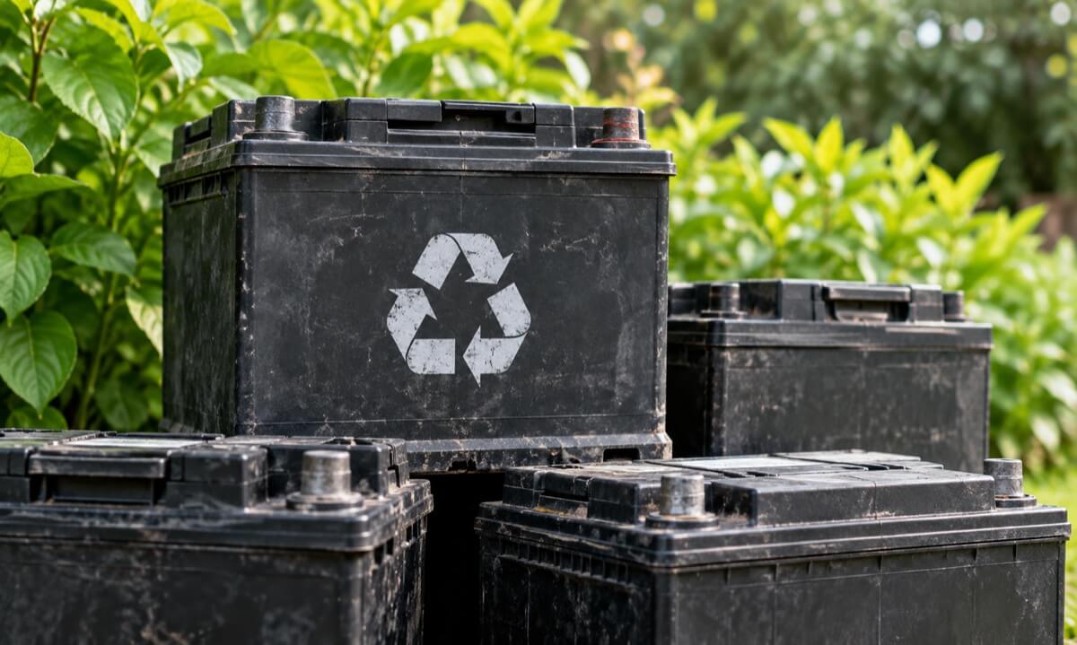 Baterías de auto fuera de uso preparadas para reciclaje